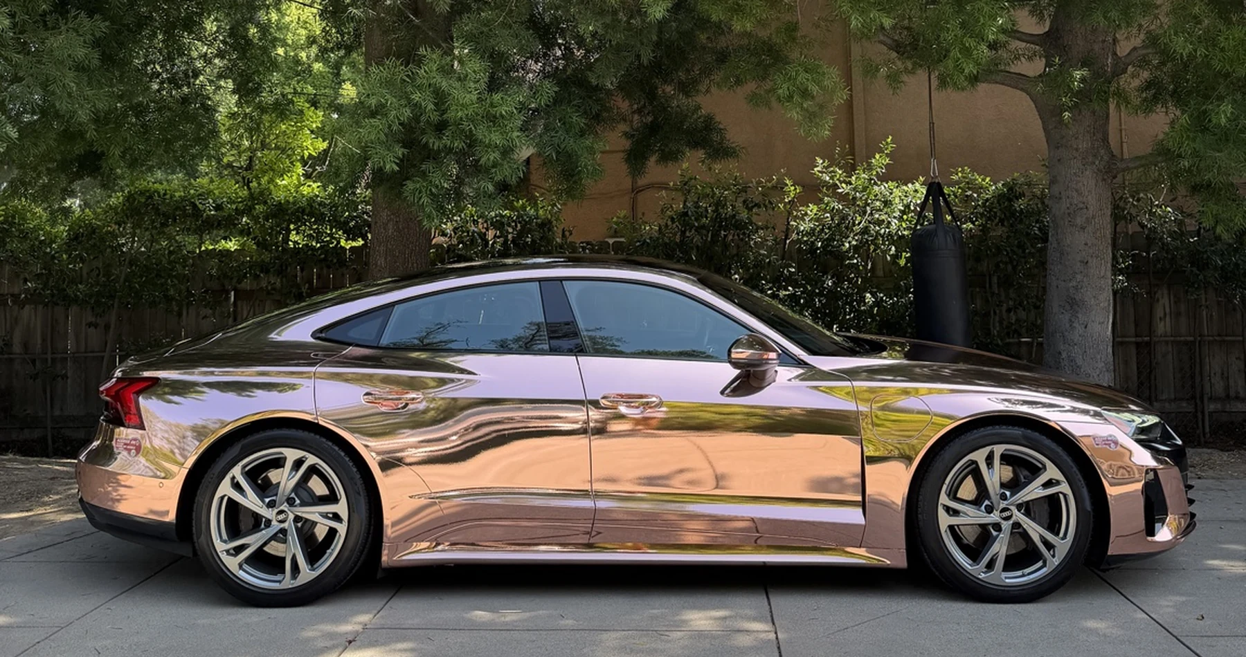 Rose-gold 2022 Audi e-tron GT quattro side profile